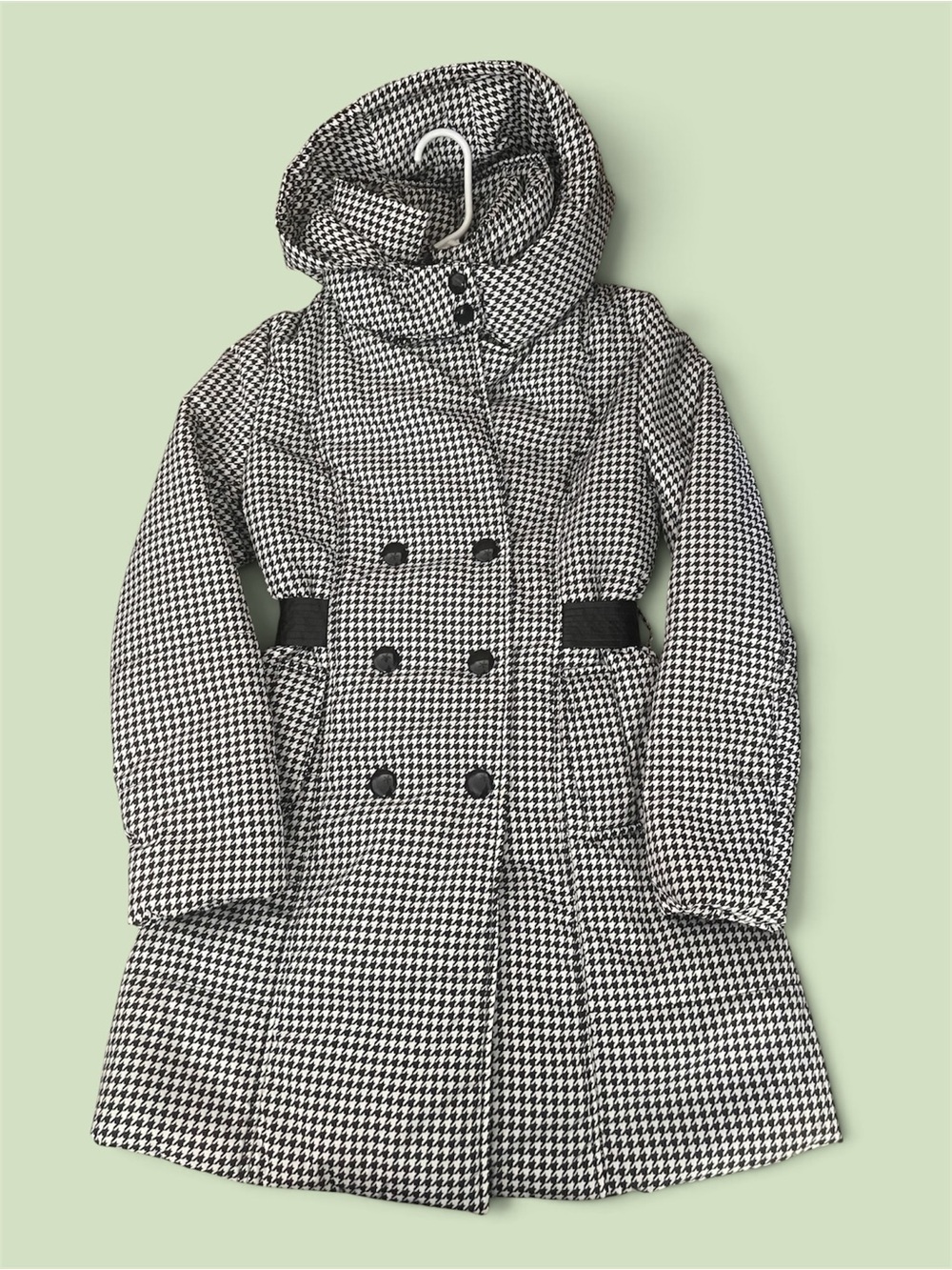 Beulah Style Houndstooth Puffer Jacket Coat